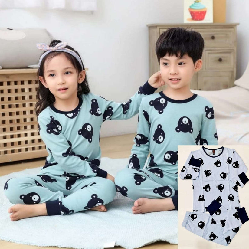 Sky Blue Bears Printed Full Sleeves Suit For Kids ( CN-KPS-009 )