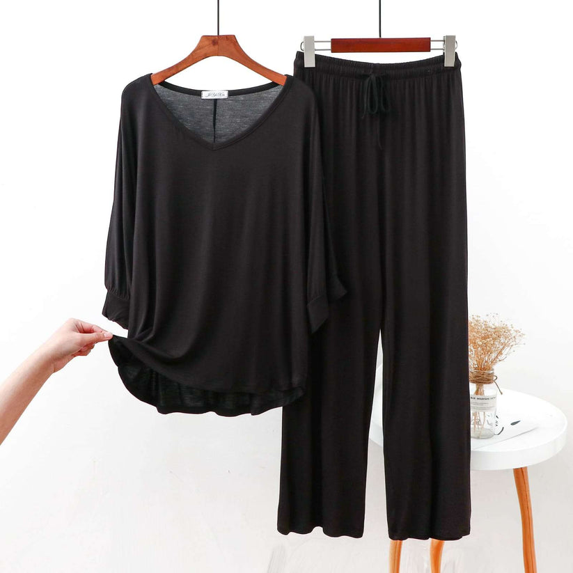 Black V-Neck Style Shirt with Black Pajama (CN-NW-007)