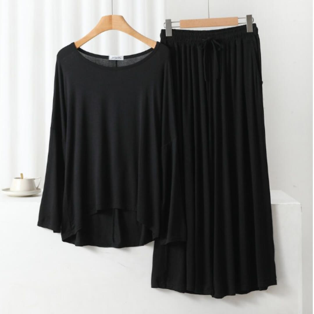 Black Loose Sleeves Style Shirt with Black Pajama (CN-NW-008)
