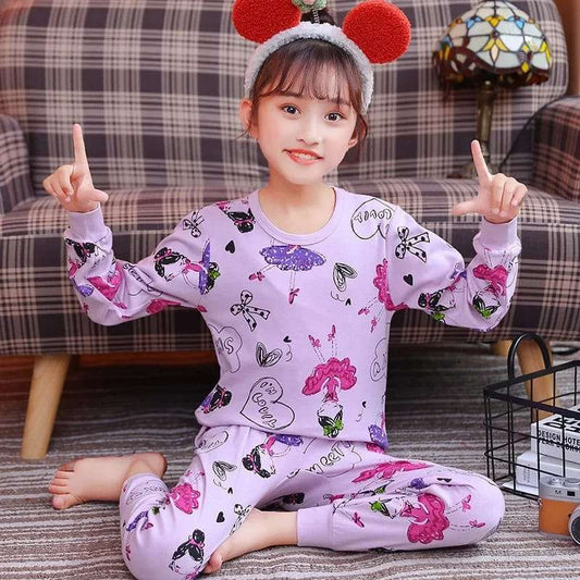 Lilac Emoji & Barbie Printed Full Sleeves Suit For Kids ( CN-KPS-010 )