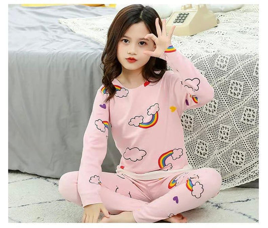 Pink Rainbow Printed Full Sleeves Suit For Kids ( CN-KPS-013 )