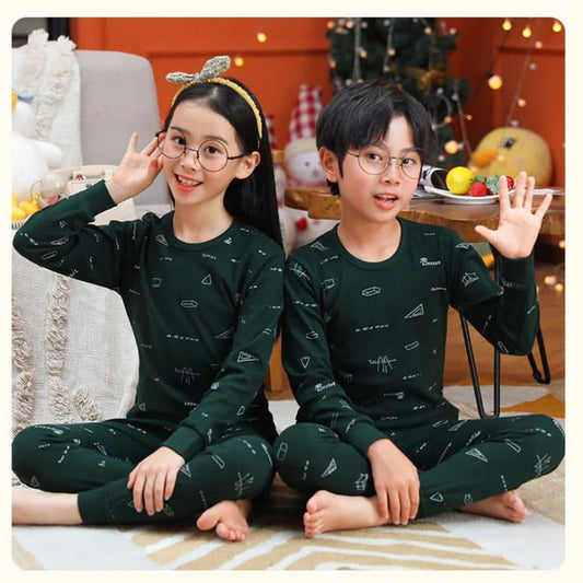 Dark Green Printed Full Sleeves Suit For Kids ( CN-KPS-014 )