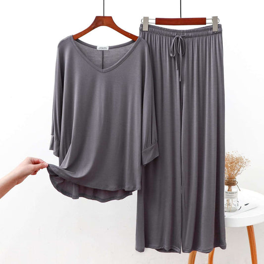 Grey V-Neck Style Shirt with Grey Pajama (CN-NW-005)
