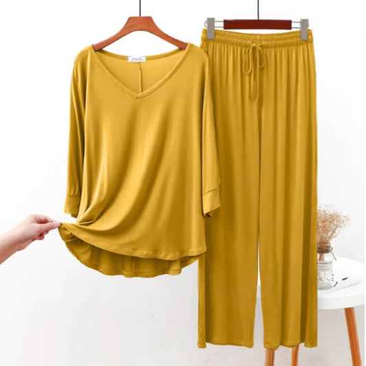 Yellow V-Neck Style Shirt with Yellow Pajama (CN-NW-004)