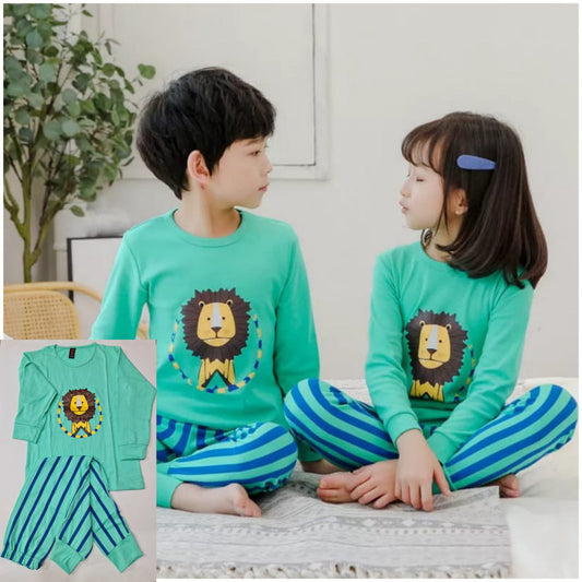 Sea Green Lion Printed Full Sleeves Suit For Kids ( CN-KPS-005 )