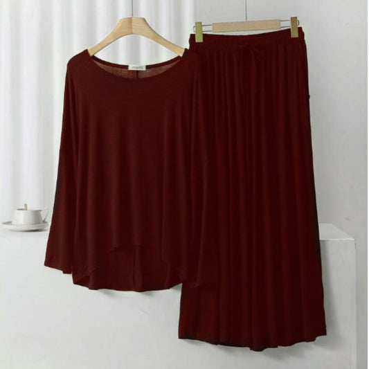Maroon Loose Sleeves Style Shirt with Maroon Pajama (CN-NW-009)