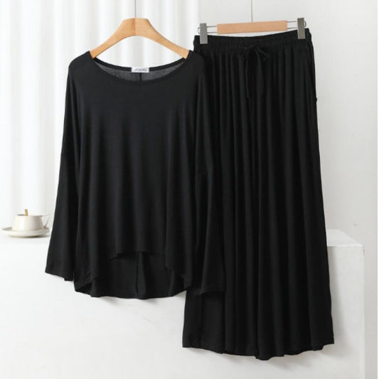 Black Loose Sleeves Style Shirt with Black Pajama (CN-NW-008)