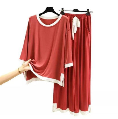 Red with White Round Neck T-Shirt with Flapper Pajama (CN-NW-020)