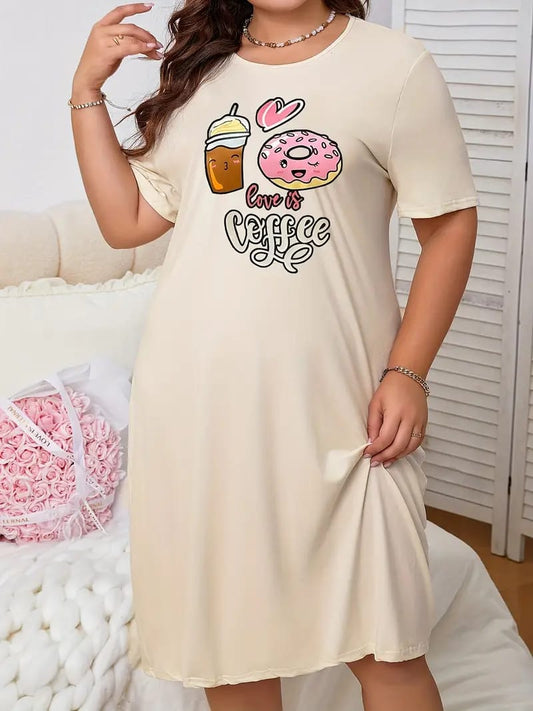 Beige Coffee is Love Printed Long Tee ( CN-LPT-013 )