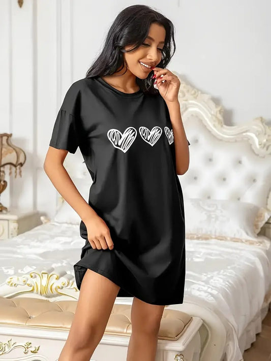 Black Hearts Half Sleeves Printed Long Tee ( CN-LPT-001 )